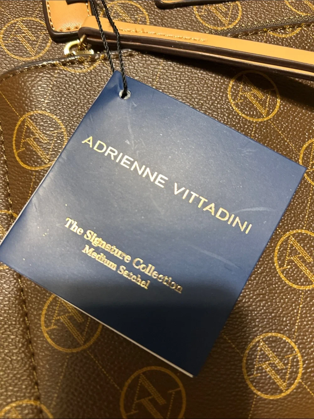 Adrienne Vittadini Brown & Tan Logo Satchel